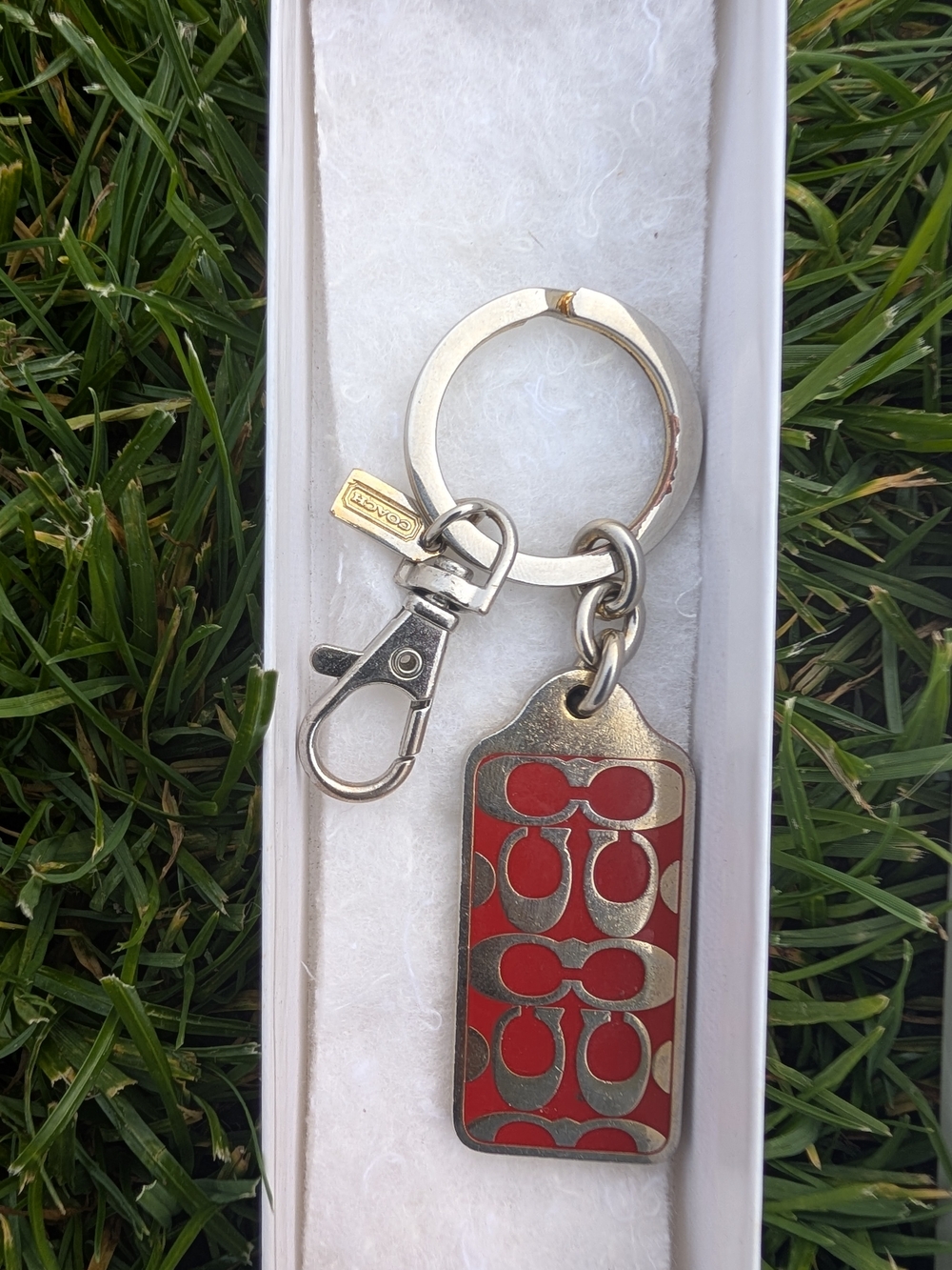 Coach Red Signature Enamel Keychain